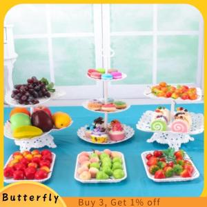 Butterfly 1 2pcs เค้กยืนจานคัพเค้กขนมจานสามชั้นตะกร้าผลไม้สร้างสรรค์