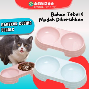 Mangkok Tempat Makan Kucing Kelinci Anjing Hewan Dobel Pet Bowl 2 in 1 Aerizoo
