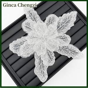 Ginca แผ่นปะติดลูกปัดเลื่อมสำหรับตกแต่ง1ชิ้นงานประดิษฐ์เสื้อผ้าหลายชั้นงานทำมือคุณภาพสูงสีขาว
