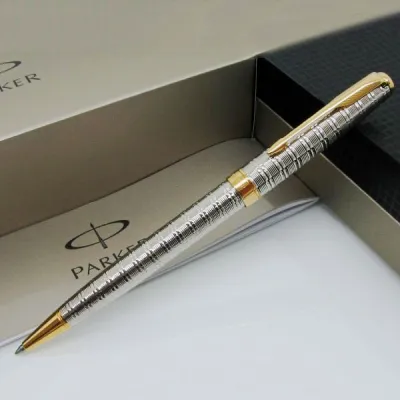 Parker Sonnetปากกาลูกลื่นChiselled Gold & เงินที่ชุบด้วยGold TrimกลไกTwist
