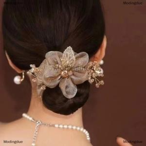 [COD] Modingdue Elegant Rhinestone Flower Tie Hair Rope Female Ponytail Ball Head Rubber Band Scrunchie Ring
