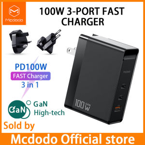 Mcdodo 100W GaN charger PD fast charging USB C 3 in 1 EU US UK plug wall charger QC 4.0 3.0 for Macbook Pro laptop tablet iPhone12 13 fast charging USB charger Samsung S20 Xiaomi Huawei P40 Mate 40 Pro - Lazada