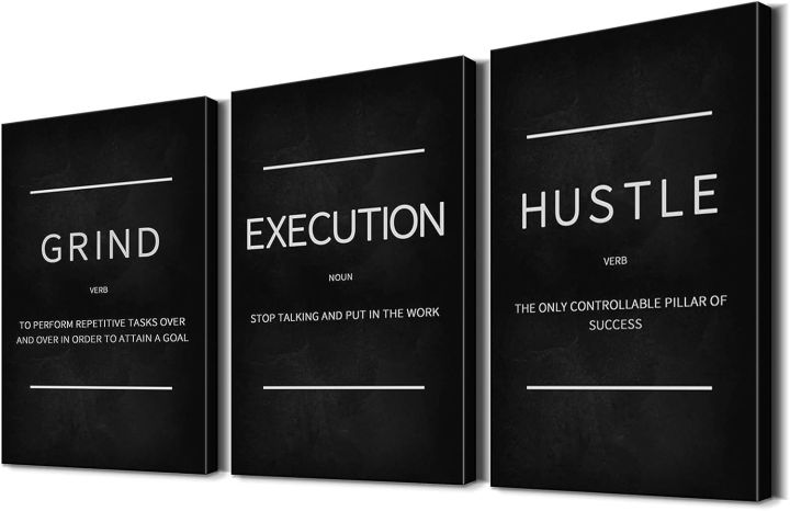 3 Pieces Grind Hustle Execution Wall Art Motivational Posters ...