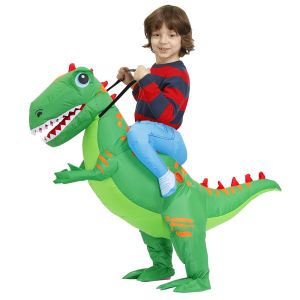 Kids Inflatable Dinosaur Costume Boy Birthday Gift Dino Cosplay Clothing T-REX Costume Toddler Halloween Costumes For Children Fancy Dress Up Party Jumpsuit Kid Play Game Suit