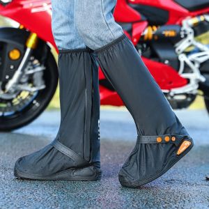 HEALMEYOU Waterproof Rain Boot Cover Anti-Slip Reflector Waterproof Shoe Cover Long Boot Cover Wear-Resistant Motorcycle Shoe Cover Outdoor Cycling