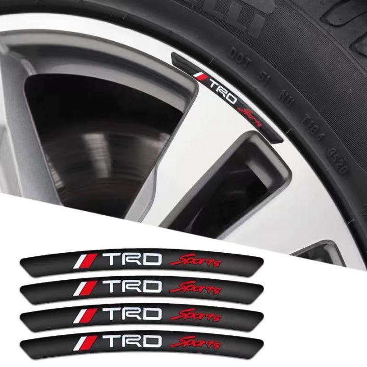 LAIFU 4pcs TRD Sports Car Wheel Sticker For Toyota Rush Wigo Vios Innova Avanza Fortuner Accessories