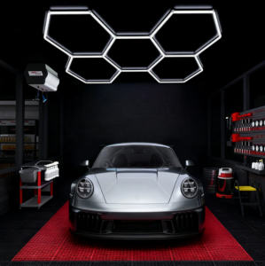 An LAN MALL【Local Shipment】220V Hexagon Garage Lighting LED Honeycomb Panels Car Wash Auto Body Repair Lamp| Car Wash Computer Shop Motor Show Room | Garage Light Hexagon Lights Lamp For Auto Car Body Repair LED Workshop