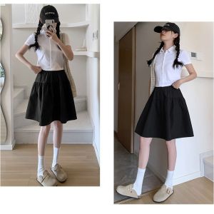 Korean High-waisted Elastic A-line Slimming Short Pleated Skirt For Women