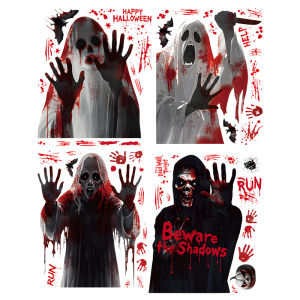 Dizoey Halloween Static Stickers Blood Stained Glass Stickers for DIY Window Glass Decorations Halloween Party Wallpaper Ghosts Decal