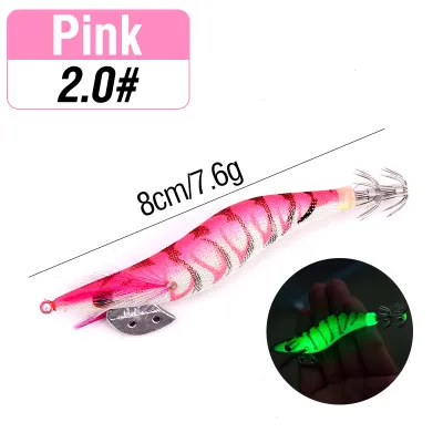 1pcs Fishing Lure 8cm/10cm/12cm Luminous Squid Jig Fishing Wood Shrimp Lure Squid Cuttlefish Jig Lure Bait Fishing Accessories