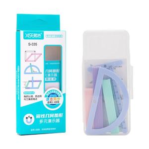 ไม้บรรทัดแม่เหล็กรูปทรงเรขาคณิตฟิกเกอร์วาดรูปทรงเรขาคณิตรูปแม่เหล็กแบบถอดออกได้สำหรับนักเรียนและครู