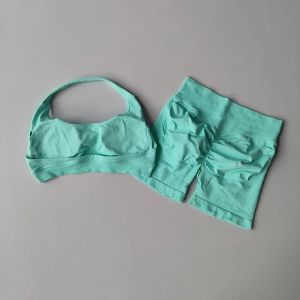 Women Halter Open Back Yoga Set High Waist Butt Lift Shorts Quick Dry Naked Feel Sports Outfit for Gym Pilates Summer2026