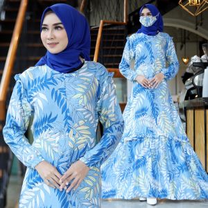 Fya Shope - Pakaian Baju Gamis Wanita Muslimah Mewah Long Dress Gamis Syari Model Susun 2 Fashionable Baju Gamis Elegant Modern Kekinian Baju Tunik Wanita Gamis Maxy Malika / Best Seller / High Quality / Real Pict
