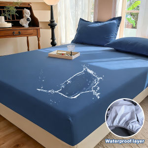 3in1 Waterproof Bedsheet Korean Plain Fully Garterized Bedsheet Set King/Queen/Double/Single With 2 Pillowcase