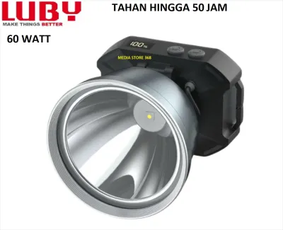Senter Kepala LED 60W Luby L-2908L dengan Indikator Display 6.000mAh Waterproof dan Rechargeable