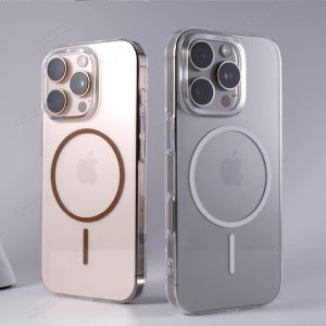 Fashion Magnetic Transparent Phone Case For iPhone 16 15 14 13 11 12 Pro Max Plus For Magsafe Wireless Charge Hard Back Cover