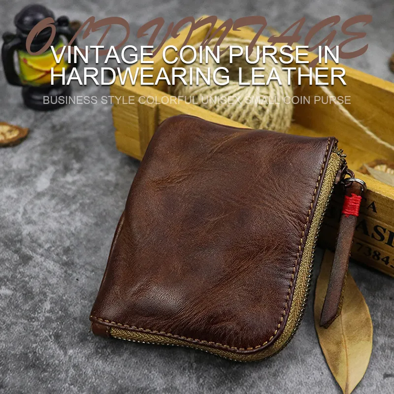 Leather Coin Purse for Women Men Vintage Handmade Wallet Mini Card Holder Bag Zipper Purses Lazada PH