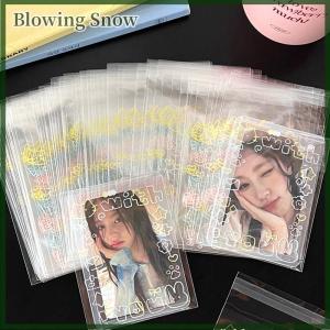 Blowing 50pcs minh bạch dễ thương graffiti Kitten tự dính OPP Túi Kpop thần tượng thẻ ảnh bảo vệ lưu trữ túi photocard thẻ tay áo