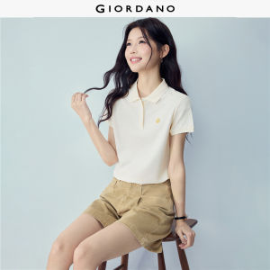 Giordano Beau Monde Women Cooling daisy embroidery short sleeve polo shirt Free Shipping 13316387