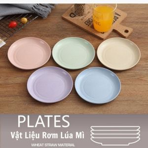 Combo 5 Dĩa Lúa Mì Tròn Nhỏ Với 5 Màu Xinh Xắn Bền Đẹp Thân Thiện Với Môi Trường -SOHANEI FAM -Đĩa Lúa Mì Đĩa Lúa Mạch Wheat Plates