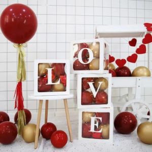 A-Z Letter Name Transparent Balloon Box BABY ONE Blocks Boy Girl Party Gift Box Wedding Decoration Baby Shower Birthday Party