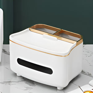 Handmade Light Luxury Tissue Box Desktop Plastic Storage Box Tissue Pen Remote Organizer Makeup Holder Partition Storage Box