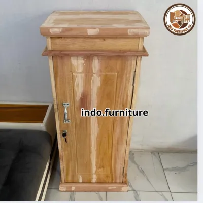 Lemari 1 Pintu Kayu Mahoni Asli Plistur & Natural – Lemari Pakaian Kuat Elegan | READY STOCK