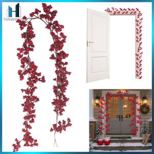 【Homelements】（🎅Christmas🎄） 1.8M Artificial Red Fruit Rattan Multi-Purpose Red Berry Christmas Garland Holly Berries Artificial Garland for Front Door