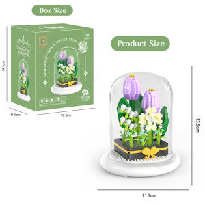 WEIHUIMEI ตัวต่อดอกทานตะวัน ตัวต่อดอกไม้ บล็อกนาโน ดอกไม้DIY มีไฟ ของเล่นเด็ก ของขวัญวันเกิด ของขวัญคริสต์มาส