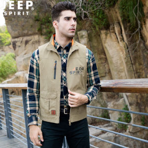 JEEP SPIRIT Mens Outdoor Casual Loose Photography Fishing Sports Multi-pocket Breathable Thin Mesh Vest