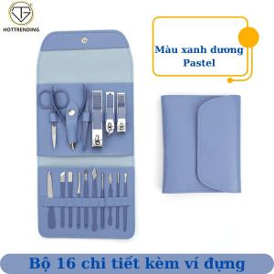 Bộ Cắt Móng Tay Dụng Cụ Chăm Sóc Cá Nhân Đa Năng 16 Chi Tiết Thép Không Gỉ An Toàn Tặng Kèm Ví Đựng