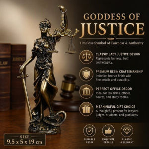 Lady Justice Themis Sculpture Imitation Bronze Resin Statue with Scale and Sword for Law Office