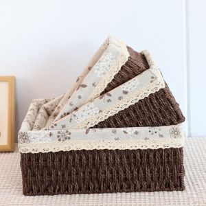 Giỏ Đựng Đồ ANKAN Đan Sợi Giấy Lót Vải Vintage Nhiều Màu Và Kích Thước Đựng Mỹ Phẩm Đồ Gia Dụng