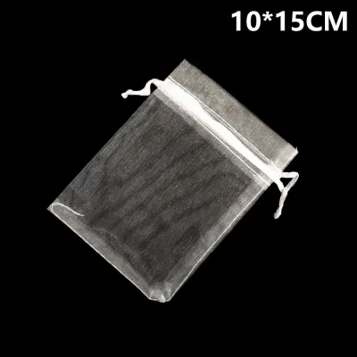 OKKFINE 25/50PCS Wedding Jewelry Packing Party Supply Drawstring Pocket White Pouches Organza Gauze Sachet Gift Bags