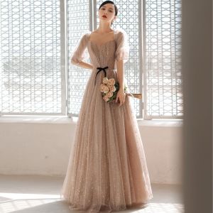 Bubble Sleeve Evening Dresse For Women Banquet Socialite Fairy Starry Sky Slim Fit Birthday Host Female Prom Gown