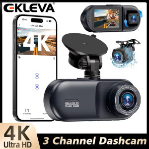 EKLEVA 4K Car Dash Cam 3 Channel Front Rear And Inside Night Vision 24H Parking Monitor APP control Built-In WIFI Dvr Dash Cam