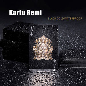 24K Kartu Remi Poker Capsa Plastik Anti Air / Gold Foil Poker Prime Waterproof Playing Card