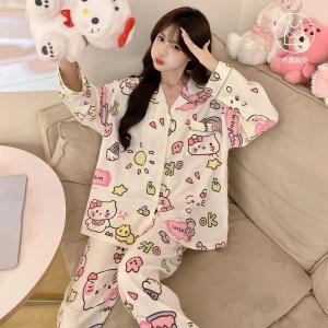 ULEEK Christmas Kawaii Sanrio Hello Kittys Pajama Sets Autumn Cartoon Anime Clouds Cotton Bag Chest Pad Long Sleeves Long Pants Home Clothes Set