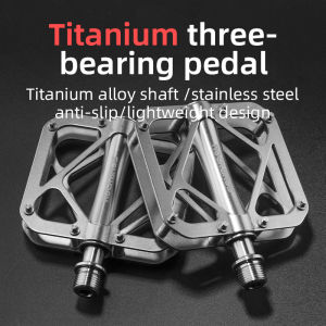 ROCKBROS Bicycle Pedal Anti-slip Sealed 3 Bearing Titanium Cycling Pedal Dustproof Waterproof Widened MTB Road Bike Flat Pedals