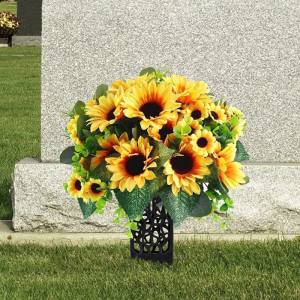 Cemetery Vase Decorations for Human Grave Hollow Flower Holder Plastic Black Vase with Long 7.28x2.17x2.17 Inch