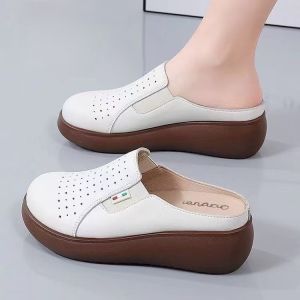 Free Shipping WomenS Summer Outdoor Sandals New Style Thick-Soled Height-Increasing Soft-Soled Suitable For Pairing With Skirts Closed-Toe Half-Slippers For Women