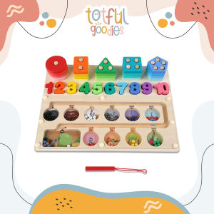 Kids 3in1 MAGNETIC COLUMN BOARD Color Number Shape Sorting Pairing Counting Wooden Educational Toy