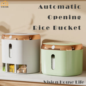 Vision 10kg/16kg Double Layer Rice Bucket with Grains Storage Gird Household Sealed Rice Storage Box Moisture-proof Insect Proof Rice Storage Container Kitchen Flour Grains Sealed Dispenser