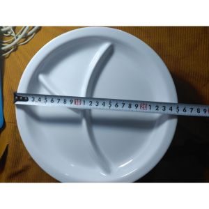 Combo 10 cái khay tròn 3 phần dành cho cơm học sinh mầm non đựng thức ăn phần KH 03N - Ø 25.4 x 2.5 cm