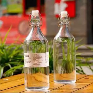 998 - Botol Kaca 1 Liter Penyimpanan Minyak Kopi Susu Jamu Jus Buah Water Botol Air Minum