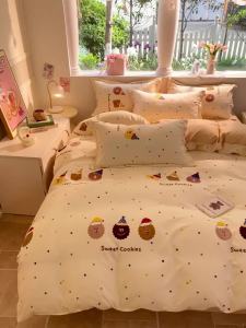 Washed Cotton Four-Piece Set for Student Dormitory Bunk Bed Simple Style Single Double Home Bedroom Three-Piece Quilt Cover Set LZD