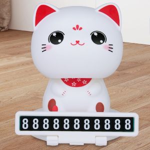 Trang trí Taplo - Mèo lucky cat thần tài gật đầu kèm bảng số điện thoại - mang lại may mắn tài lộc cho chủ xe