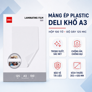 Hộp 100 Tờ Màng Ép Plastic Deli Khổ A3 (dày 125mic) ET177-KM-01