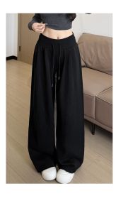 Quần ống suông chất nỉ 2 da cạp cao ( có dáng cho chị em nấm) Quần ống rộng dáng suông lưng cao dài quần từ 93 - 105cm