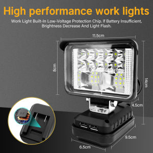 8inch Cordless LED Work Light Spotlight Makita Lithium Battery Outdoor Floodlight Portable Emergency Light camping light